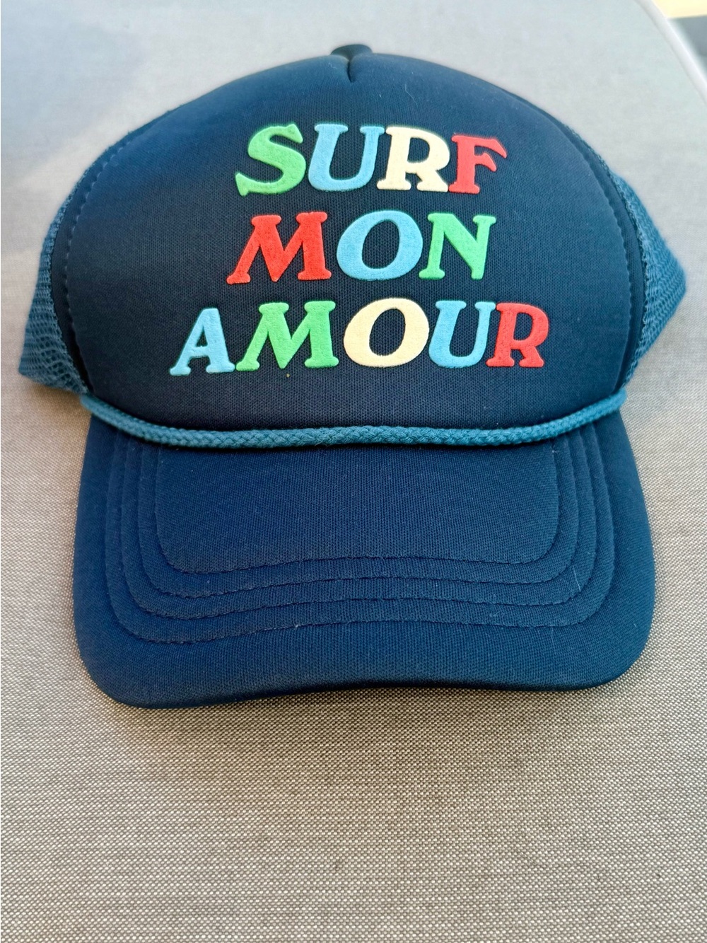 NTW Anthropologie Surf Mon Amour Club Trucker Hat Blue Size Fits All